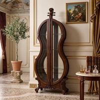 Vitrine de luxe en bois massif en forme de violon, meuble à vin vintage, meuble de salon, vitrine antique, armoire de rangement