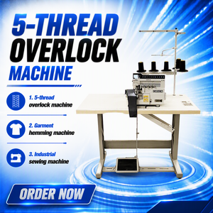 RNEX4PLUS-5 Overlock <b>sewing</b> <b>machine</b>, 5-thread <b>sewing</b> <b>machine</b>, <b>automatic</b> thread cutting <b>machine</b> for bagging jeans, industrial use - Product Image 1
