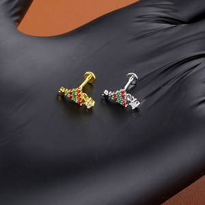 أقراط متدلية من الفولاذ المقاوم للصدأ بتصميم شجرة عيد الميلاد والثلج والأيل للنساء، مجوهرات ثقب الأذن بالجملة - Product Image 6