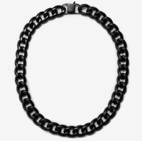 Collier chaîne cubaine Hip Hop en acier inoxydable grande taille, plaqué or 18 carats, tendance, unisexe, noir, personnalité cool