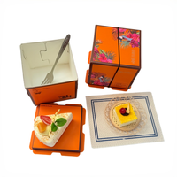 Boîte à gâteau Akeaway en papier avec impression personnalisée, poignée et fenêtre transparente pour desserts, pâtisseries, emballage cadeau