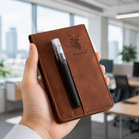 Carnet de notes A7 en cuir PU rechargeable avec stylo, couverture tête de cerf, pages lignées format poche, journal, cadeau de bureau