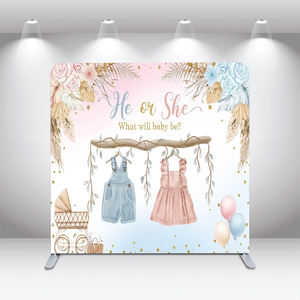Sfondo Fotografico Personalizzabile per Rivelazione del Sesso del Bambino, Rosa e Blu, con Arco, Doppio Lato - Product Image 4