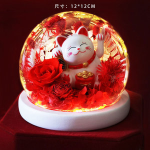 <span class=keywords><strong>Maneki</strong></span> <span class=keywords><strong>Neko</strong></span> chat porte-bonheur avec dôme en verre et <span class=keywords><strong>rose</strong></span> éternelle pour cadeau de Saint-Valentin cadeau de Noël décor d'affaires - Product Image 6