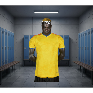 Camiseta de Fútbol Amarilla 25-26, 160 Gramos, Uniforme de Entrenamiento Deportivo con Cuello en V, Transpirable, de Secado Rápido, Cómoda, Personalizable para Hombre - Product Image 2