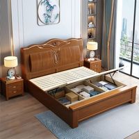 Lit plateforme moderne en bois massif, taille King, écologique, de luxe, sculpté, personnalisable, pour projets d'appartements, vente en gros