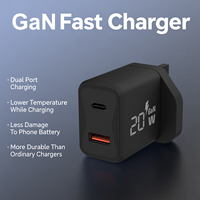 Chargeur mural USB-C à charge rapide, adaptateurs d'alimentation PD GaN minces, adaptateur USB-C 20W, chargeur double port USB-C