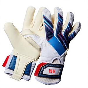 Gants de gardien de but de football en latex allemand extensible blanc et bleu, design personnalisé, latex allemand de 3 mm injecté - Product Image 1