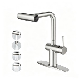 Grifo de Cocina 4 en 1 con <span class=keywords><strong>Cascada</strong></span> Extraíble, Giratorio 360°, Monomando de Latón para <span class=keywords><strong>Agua</strong></span> Fría y Caliente con Válvula de Cerámica - Product Image 1