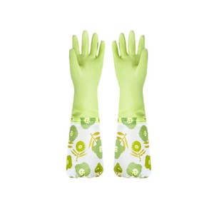 Waterproof Fleece Lined Rubber Kitchen <b>Gloves</b> <b>Long</b> 50 Cm Flower Pattern Durable Dishwashing <b>Gloves</b> One Size Fits All - Product Image 1