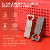 Logotipo personalizado Love Heart USB Memory Flash Drive 2,0/3,0 Key Pen Disk Card Metal Pendrives 4GB 8GB 16GB 32GB 64GB 128GB Tamaños usados