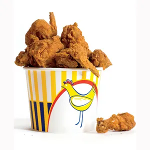 Disposable take away paper fried chicken bucket / cup with lid