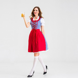 Vestido tradicional de Oktoberfest Dirndl para <span class=keywords><strong>mujer</strong></span>, disfraz de Festival de la cerveza Bávara Alemana para fiesta de <span class=keywords><strong>Carnaval</strong></span>, traje elegante de Halloween - Product Image 4