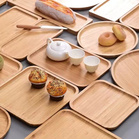 BAMBOOHOMIE Assiettes jetables en bois simples pour la maison et les restaurants, plateau de service en bambou