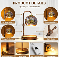 Lampe chauffe-bougie avec minuterie, intensité réglable, 2 ampoules rétro, cadeaux de déménagement, décoration de maison neuve