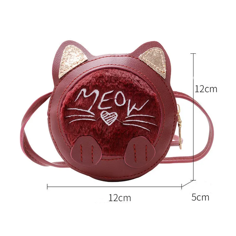 New Cute Cat Kids Purses Shoulder Messenger Plush Bag Mini For Children Little Girl Coin Purses Kids Purses With Logo