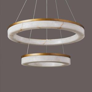 Marble Copper Chandelier Round LED Pendant <b>Light</b> Modern Minimalist Living Room Villa Bedroom <b>Lighting</b> Fixture - Product Image 1