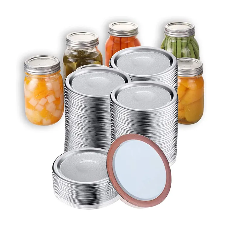 100 Pcs Regular Mouth Canning Lids for Mason Jars Split-Type Jar Lids Leak Proof and Secure Canning Caps with Silicone Seals