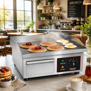 Durable Stainless Steel Electric <b>Griddle</b> <b>Flat</b> <b>Top</b> with Oil Drawer Countertop Electric Grill for Professional Catering Kitchen - Product Image 1