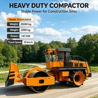 Compacteur de déchets à tambour unique de 20 tonnes, 200 CV, avec grande lame de bulldozer, pour le compactage de terre et de déchets