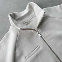 Sweat à capuche zippé OEM de luxe, coupe ample, en molleton épais 500 g/m², avec motif Air Layer sans capuche pour homme