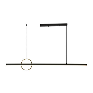 Luminaire suspendu linéaire tout en cuivre design, style minimaliste moderne pour salle à manger, zone de réception, chambre ou bureau, puissance 60W - Product Image 1