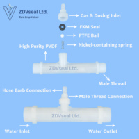 Eyector Venturi ZDVseal de 3/4\" con Rosca Macho de 25 mm para Sistemas de Tratamiento de Agua con Generador de Ozono y Solventes Químicos