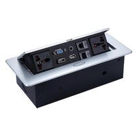Boîte de prise de bureau escamotable en alliage de zinc 220-240V avec interrupteur pour bureau et multimédia