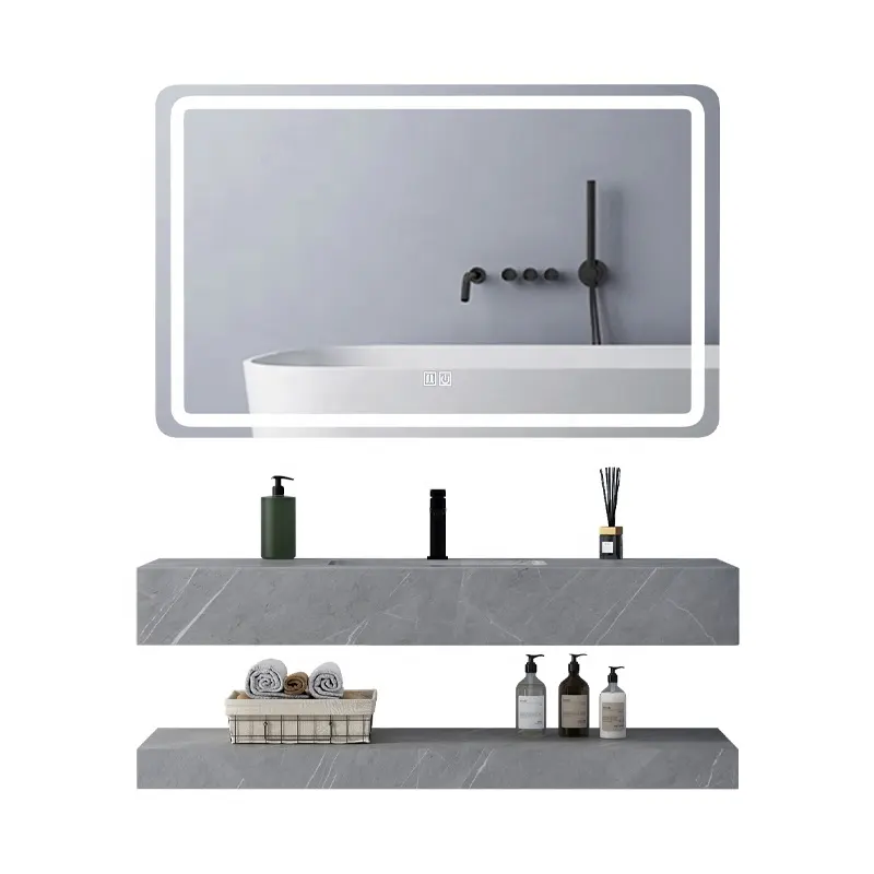 Hot Sales Bathroom Cabinet Waterproof Surface With One-touch Button LED Mirror Bathroom Vanities For washroom