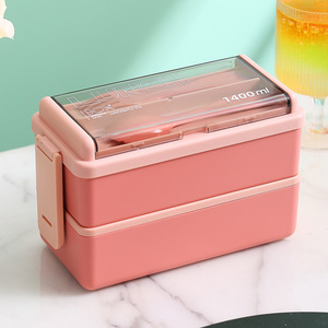 Boîte à lunch en plastique à compartiments double couche, personnalisable en gros, compatible micro-ondes, pour étudiants, écologique et lavable au lave-vaisselle - Product Image 2