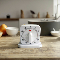 Timer Dapur Plastik 6cm 60 Menit Persegi Alarm Pendulum Mekanis Pengatur Waktu untuk Memasak Makan Pengingat Jam Tanpa Baterai