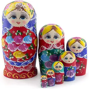 Ahşap sevimli köpek el yapımı ahşap rusya yuvalama bebek hediye isteyen Doll Matryoshka geleneksel