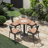 Ensemble durable de chaises de table à manger d'extérieur Design moderne pour terrasses protégées du soleil Balcons Tea Shops-Combinaison de bois et de fer