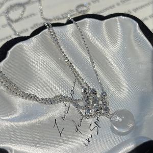 Italian Craft S925 Pure Silver Blade Chain Simple Fashionable Vintage Antique Style Niche Design <b>Crystal</b> Necklaces Contrasting - Product Image 4