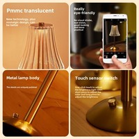 Lampe de Table Rétro Métal LED de Haute Qualité, Rechargeable USB, Sans Fil, Lumière Nuit pour Chambre, Restaurant, Résine, Ambiance Chaude, Batterie
