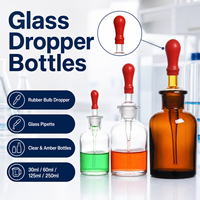 Flacons compte-gouttes en verre ambré transparent 30ml 60ml 125ml avec bouchon pipette en caoutchouc