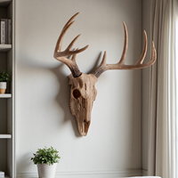 37*39cm Rustique Résine Cerf Crâne Décoration Murale SKE32 Vintage Tête D'animal Crâne Décoration pour La Maison bar
