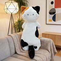 Peluche longue en polyester chat Calico noir, best-seller, coussin de lit pour chat, idéal pour câliner, vente en gros