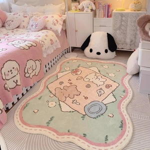 Alfombra de dormitorio de estilo de dibujos animados en la que se puede sentarse o dormir, Alfombra de borde de cama, Alfombra de Cachemira de imitación gruesa derivados de Anime - Product Image 1