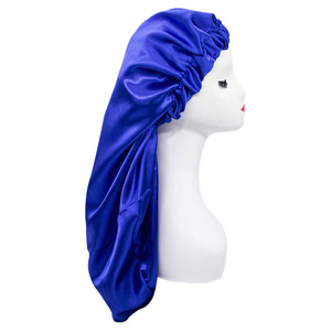 Bonnet de nuit en satin de soie doublé pour femmes avec logo personnalisé, bande large réglable, pour tresses, avec longs liens - Product Image 1