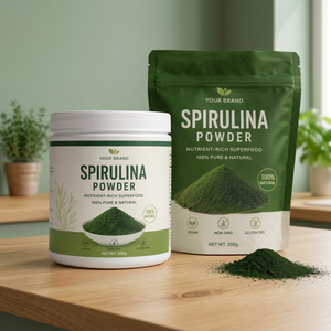 Poudre de spiruline en marque propre 1 kg, poudre de superaliment naturel, végétalien, à base de plantes, complément alimentaire, sans gluten, riche en nutriments - Product Image 1