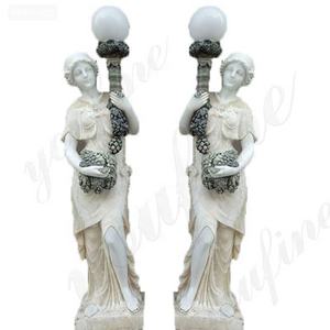 Estatua de Mujer de Piedra para Jardín, Lámpara de Pie, Tallada a Mano, Mármol Blanco, Escultura de Lámpara de <span class=keywords><strong>Calle</strong></span> - Product Image 3