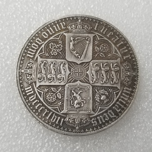 Copie de la vieille pièce britannique <span class=keywords><strong>Koin</strong></span> 1847, pièce en argent couronne gothique de la reine Victoria, alliage de laiton - Product Image 1