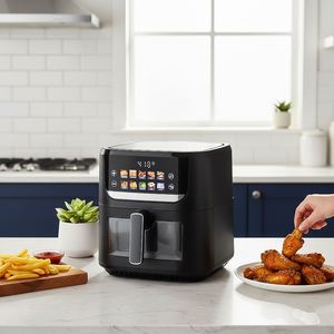 Friteuse à air multifonctionnelle économique avec grand écran couleur tactile, 10 menus, grande capacité réelle de 7 L, sans huile, pour usage familial - Product Image 1