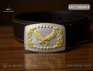 Fibbia per cintura grande in argento, rotonda, placcata, con design a forma di aquila, da 5,0 cm, per cinture da uomo in stile western - Product Image 2