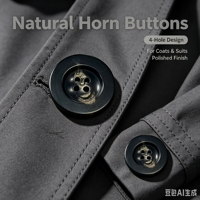 Boutons en corne de buffle noire à bord large personnalisés, boutons en corne naturelle pour la décoration de manteaux et d'articles de mode.