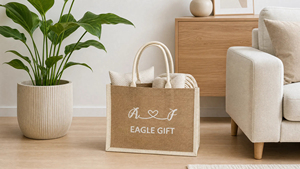 Sac fourre-tout en jute de couleur unie imprimé sur mesure, fermeture ouverte, doublure en polyester écologique réutilisable, portable, design tendance de haute qualité - Product Image 2