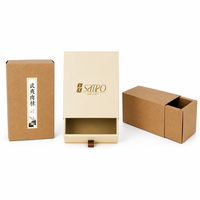 Coffret Cadeau Tiroir à Thé en Carton avec Doublure en Mousse, Finition Crème, Ruban Marron Satiné, Personnalisation OEM, Fournisseur en Gros