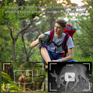 كاميرا رؤية ليلية خارجية بالأشعة تحت الحمراء البعيدة، تكبير 10 أضعاف، دقة 1080 بكسل مع إمكانية التقاط الصور والفيديو لاستكشاف الغابات والتخييم والمشي لمسافات طويلة - Product Image 3