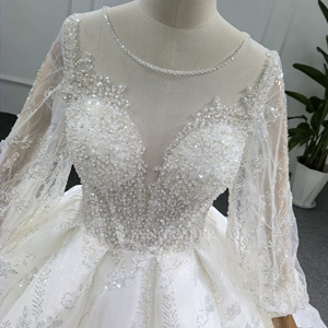 Vestido de novia de encaje francés con lentejuelas brillantes para fiesta, elegante vestido de novia musulmán de lujo para princesa, Lsbh21 - Product Image 6